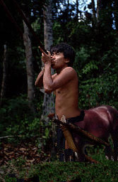 A jungle centaur hunts for something off-camera