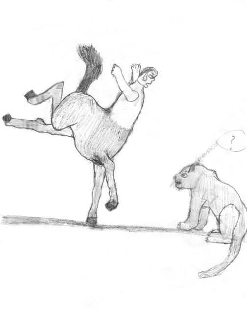 Confused Panther Watches Rearing Centaur
