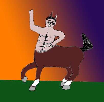 A Rather Colorful Centaur Waves as He Trots By