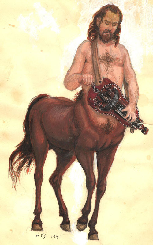 HURDY-GURDY (1991, gouache on paper, approx. 5 1/2O x 9O)